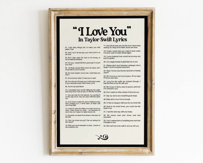 I Love You In Tay.lor S.wi.ft Lyrics, Tay.lor S.wi.ft Poster For Home Decor Gift 2