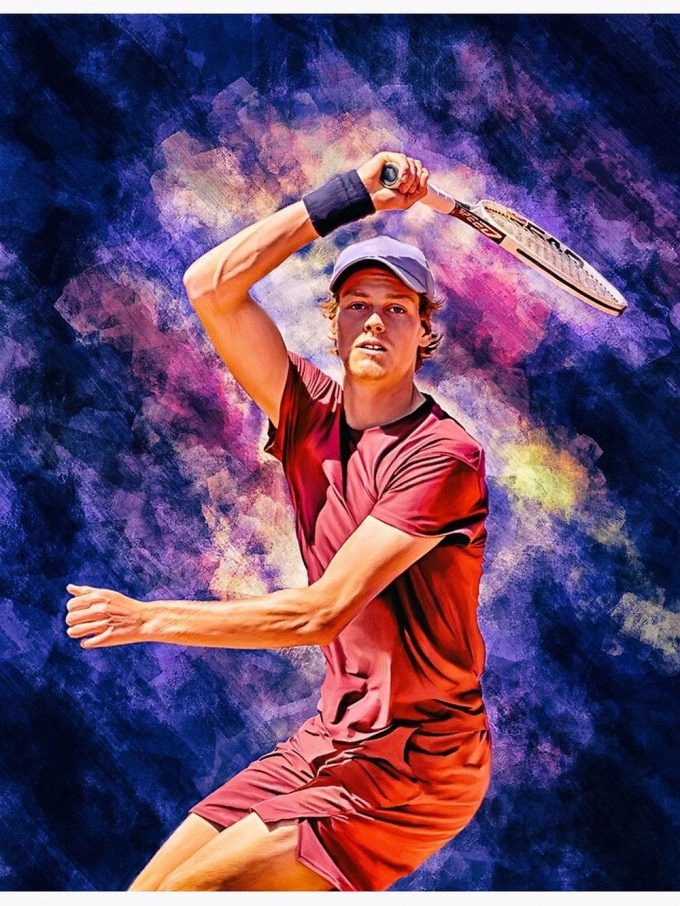 Jannik Sinner Plays Forehand. Digital Artwork Print Poster For Home Decor Gift. Tennis Atp Fan Art Gift. Premium Matte Vertical Poster For Home Decor Gift 2