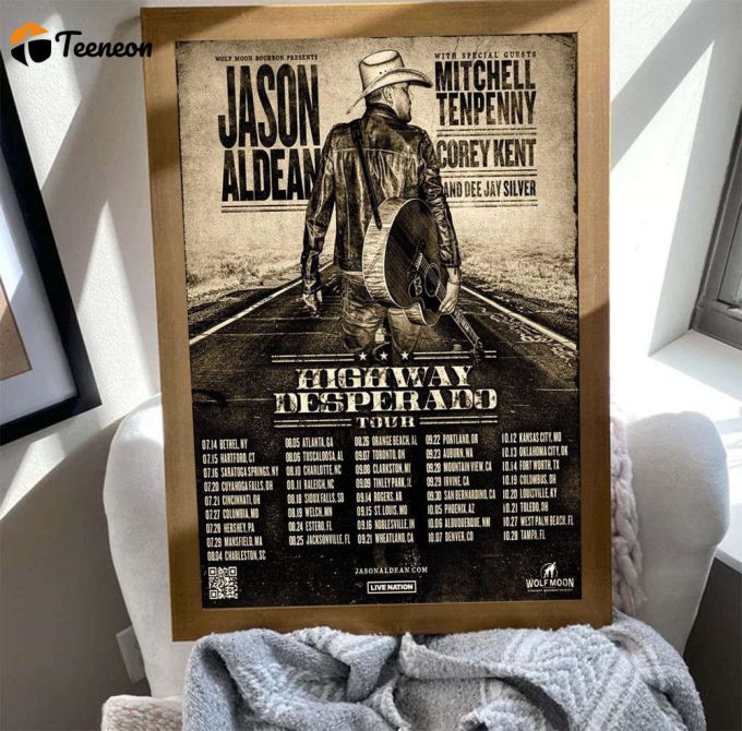 Jason Aldean Highway Desperado Tour 2023 Poster For Home Decor Gift 1