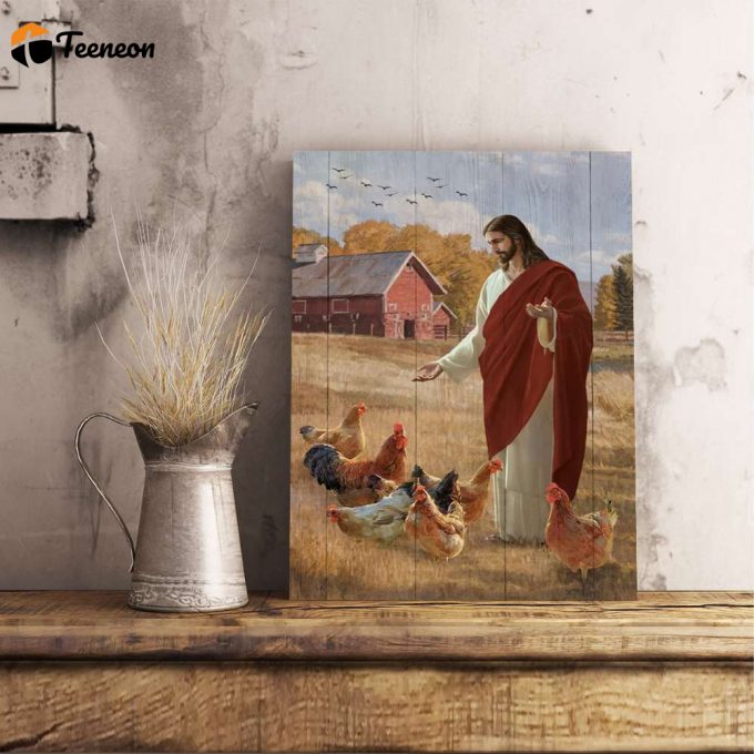Jesus And Chicken Farm Poster For Home Decor Gift For Home Decor Gift 1