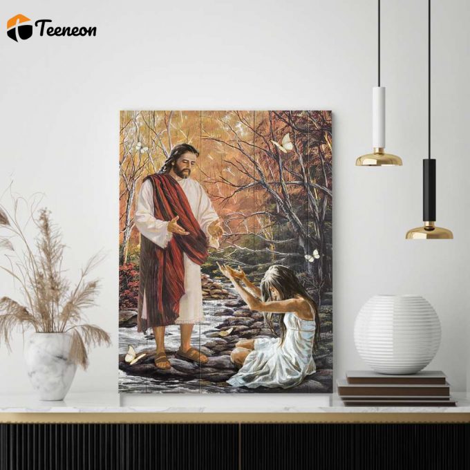 Jesus Christ Helping A Woman Poster For Home Decor Gift For Home Decor Gift 1