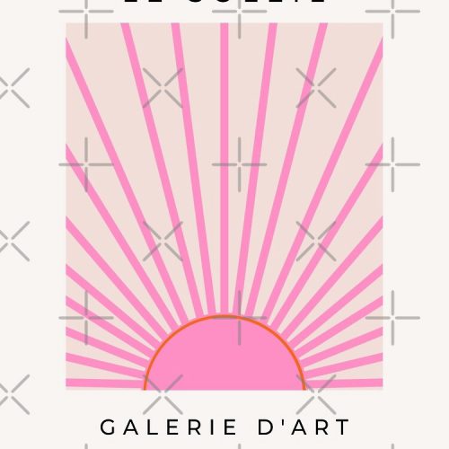 Le Soleil | 01 – Retro Sun Print Pink Aesthetic Abstract Preppy Sunshine Premium Matte Vertical Poster for Home Decor Gift