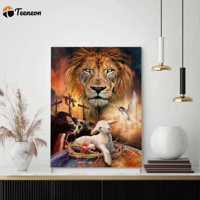 Lion Of Judah With The Lamb Poster For Home Decor Gift For Home Decor Gift 1