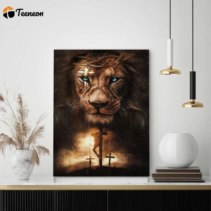 Lion Wearing Crown Of Thorns Poster For Home Decor Gift For Home Decor Gift 1