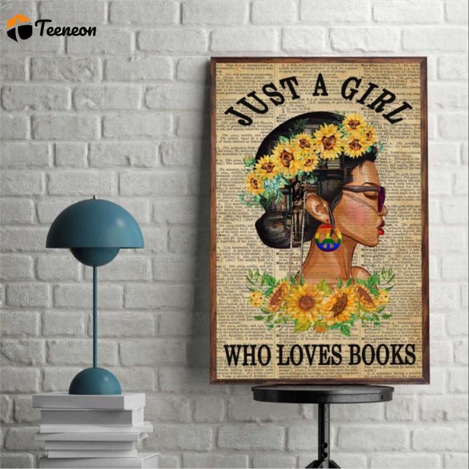 Love Reading Book And Sunflower Just A Girl Who Loves Books And Foxes Poster For Home Decor Gift For Home Decor Gift 1