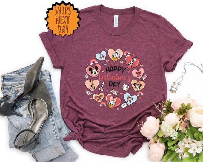 Mickey And Friends Disney Happy Valentine'S Day Shirt ,Disneyland Valentine Shirt, Disney Valentine Snack Balloons Tee, Disney Couple Shirt 2