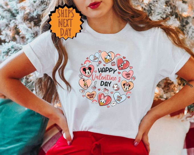 Mickey And Friends Disney Happy Valentine'S Day Shirt ,Disneyland Valentine Shirt, Disney Valentine Snack Balloons Tee, Disney Couple Shirt 4