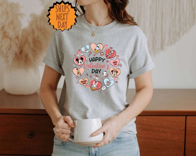 Mickey And Friends Disney Happy Valentine'S Day Shirt ,Disneyland Valentine Shirt, Disney Valentine Snack Balloons Tee, Disney Couple Shirt 5