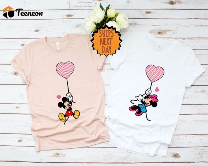 Mickey And Minnie Heart Balloons Shirt ,Valentine Love Gift Shirt ,Couples Gift Shirt, Valentines Day Couple Shirt, Valentine Matching Shirt