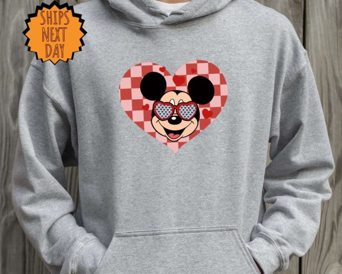 Mickey Minnie Valentine Sweatshirt, Disney Valentine Couple Hoodie, Valentine'S Day Shirt, Disneyland Valentine Tee, Disney Trip Sweatshirt 3