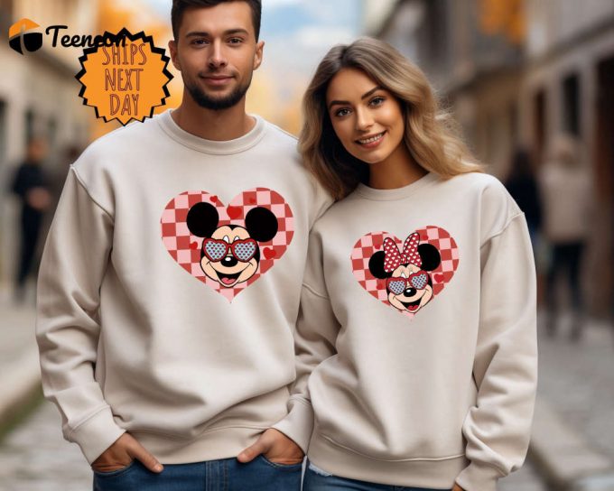 Mickey Minnie Valentine Sweatshirt, Disney Valentine Couple Hoodie, Valentine'S Day Shirt, Disneyland Valentine Tee, Disney Trip Sweatshirt 1