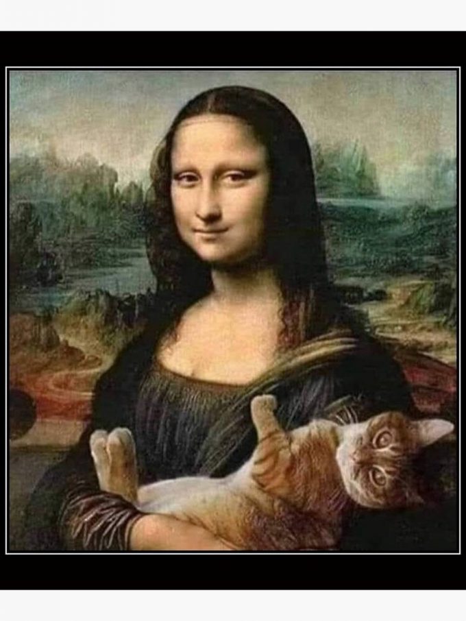 Mona Lisa With Kitty Cat Da Vinci Art Premium Matte Vertical Poster For Home Decor Gift 2