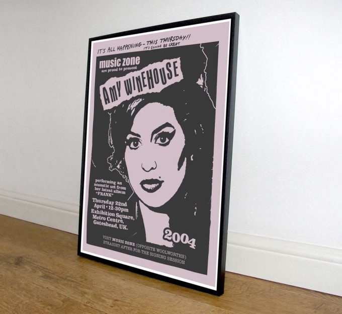 Music Poster For Home Decor Gift - Amy Winehouse 2004, Music Zone, Female Singer, Music Concert Acoustic Poster For Home Decor Gift 2