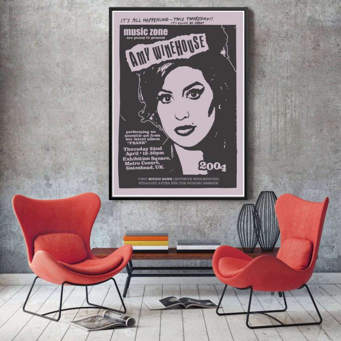 Music Poster For Home Decor Gift - Amy Winehouse 2004, Music Zone, Female Singer, Music Concert Acoustic Poster For Home Decor Gift 4