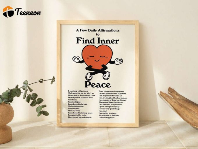 Positive Inner Peace Affirmations Aesthetic Typography Poster For Home Decor Gift For Home Decor Gifts Manifestation Framed Decor 1