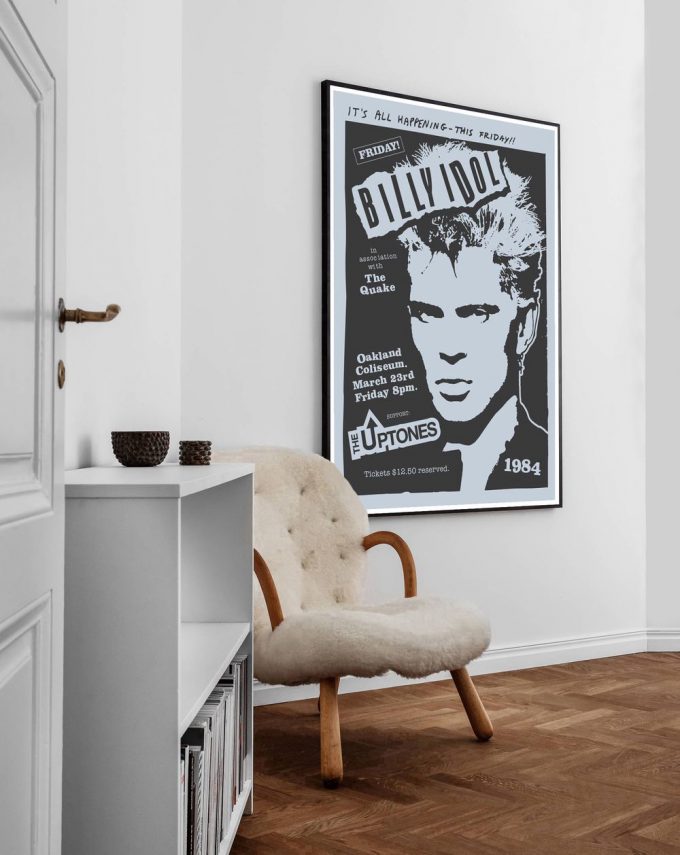 Punk Poster For Home Decor Gift, Billy Idol Poster For Home Decor Gift 1984, Oakland Coliseum, The Uptones Poster For Home Decor Gift 4