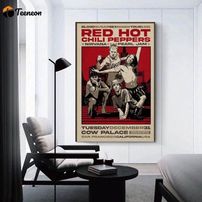 Red Hot Chili Peppers 1991 Concert Poster For Home Decor Gift, Living Room Poster For Home Decor Gift 1