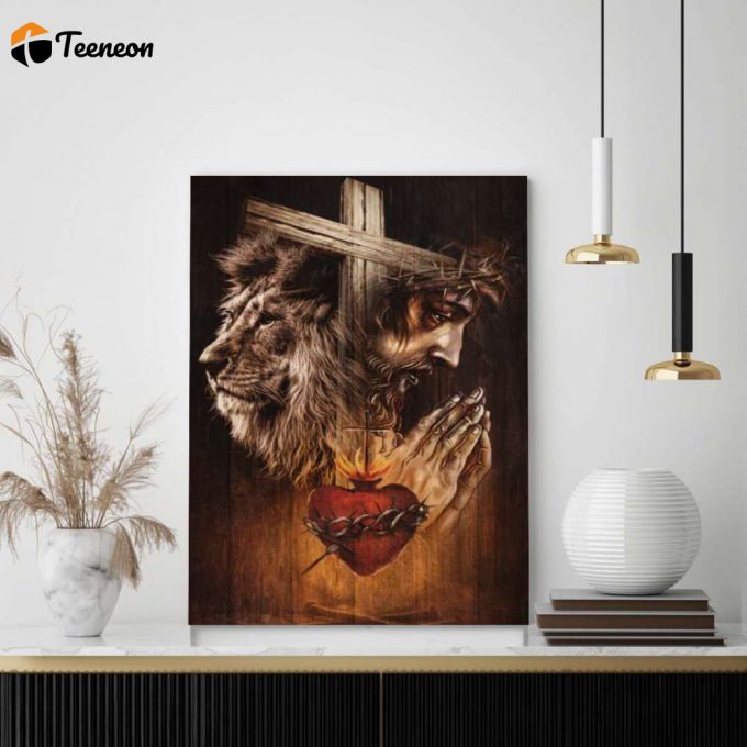 The Sacred Heart Of Jesus Lion Of Judah Poster For Home Decor Gift For Home Decor Gift 1