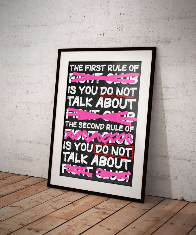 Typography Fight Club First Rule Movie Quote Poster For Home Decor Gift 2