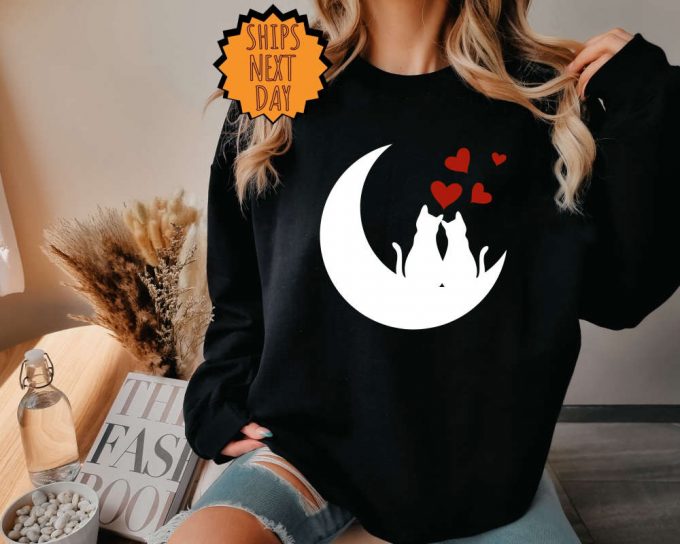 Valentine Cat Sweatshirt, Cat Lover Hoodie, Couple Heart Sweater, Cat Owner Gift Shirt, Matching Shirt, Valentine Day Friend Birthday Gift 3