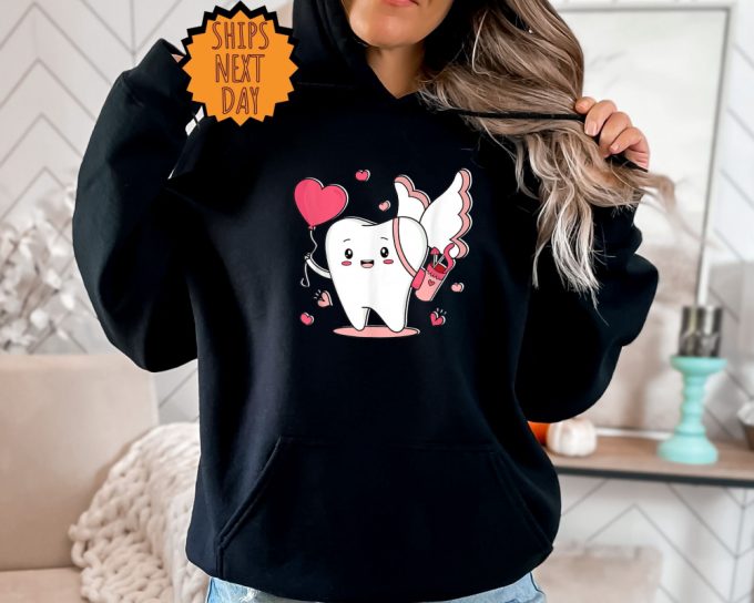 Valentine Dentist Sweatshirt, Dental Office Valentine’s Day Heart Hoodie ,Cute Dentistry Heart Shirt, Dental Crew T-Shirts, Dental Gift Tee 3