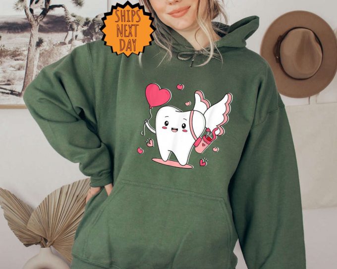 Valentine Dentist Sweatshirt, Dental Office Valentine’s Day Heart Hoodie ,Cute Dentistry Heart Shirt, Dental Crew T-Shirts, Dental Gift Tee 6