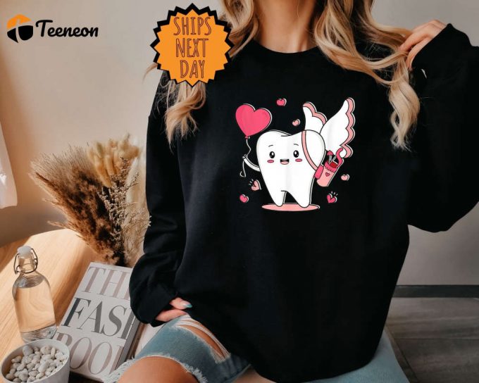 Valentine Dentist Sweatshirt, Dental Office Valentine’s Day Heart Hoodie ,Cute Dentistry Heart Shirt, Dental Crew T-Shirts, Dental Gift Tee 1