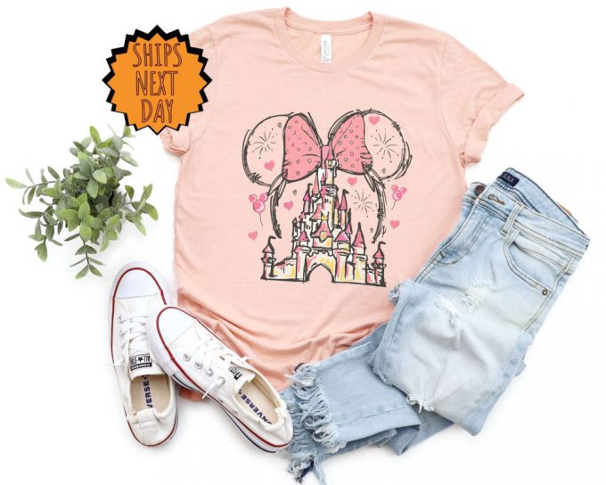 Valentine Disney Minnie Castle Shirt, Magical Kingdom Shirt, Disney Watercolor Castle Shirt, Disney Vacation Shirt, Family Vacation Shirt