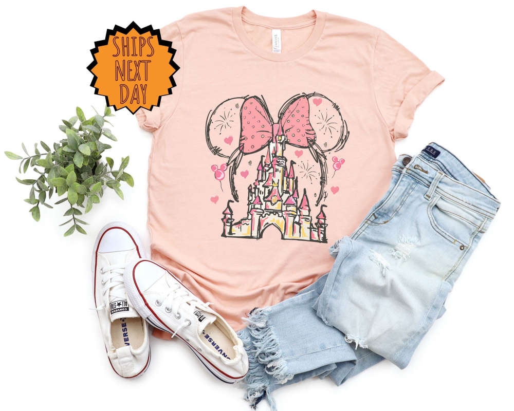 Valentine Disney Minnie Castle Shirt, Magical Kingdom Shirt, Disney Watercolor Castle Shirt, Disney Vacation Shirt, Family Vacation Shirt 109