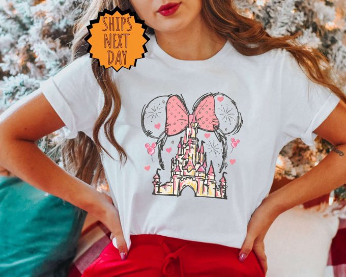 Valentine Disney Minnie Castle Shirt, Magical Kingdom Shirt, Disney Watercolor Castle Shirt, Disney Vacation Shirt, Family Vacation Shirt