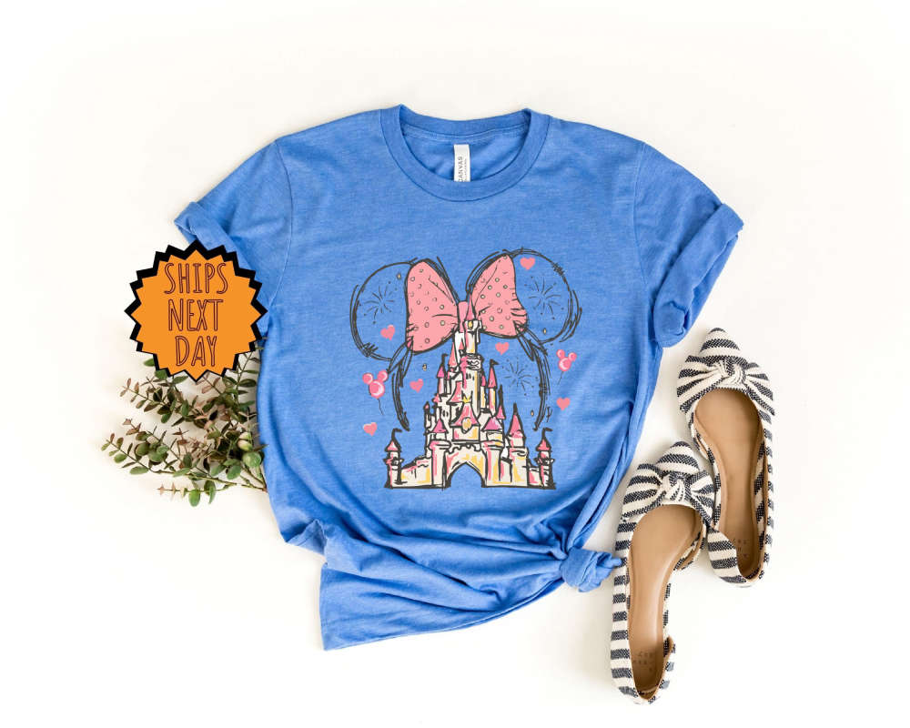 Valentine Disney Minnie Castle Shirt, Magical Kingdom Shirt, Disney Watercolor Castle Shirt, Disney Vacation Shirt, Family Vacation Shirt 115