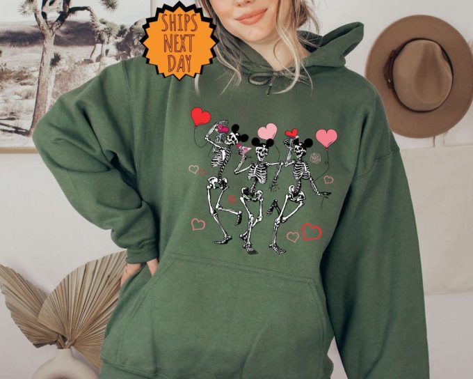 Valentine Heart Skeleton Sweatshirt, Valentines Day Skeleton Hoodie, Retro Valentine'S Day Shirt, Valentine Love Gift, Skeleton Heart Shirt 2