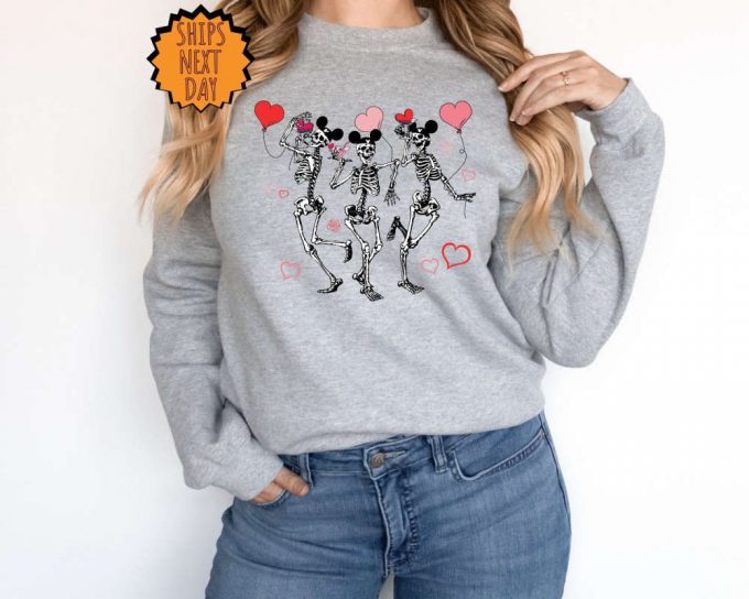 Valentine Heart Skeleton Sweatshirt, Valentines Day Skeleton Hoodie, Retro Valentine'S Day Shirt, Valentine Love Gift, Skeleton Heart Shirt 3