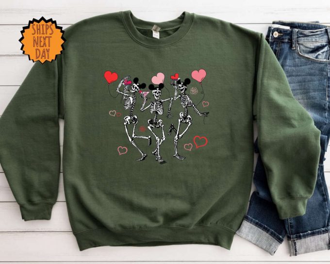 Valentine Heart Skeleton Sweatshirt, Valentines Day Skeleton Hoodie, Retro Valentine'S Day Shirt, Valentine Love Gift, Skeleton Heart Shirt 4