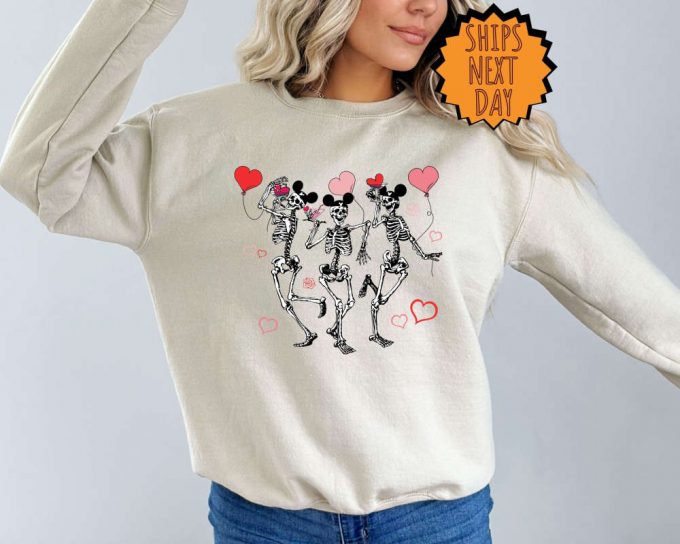 Valentine Heart Skeleton Sweatshirt, Valentines Day Skeleton Hoodie, Retro Valentine'S Day Shirt, Valentine Love Gift, Skeleton Heart Shirt 5