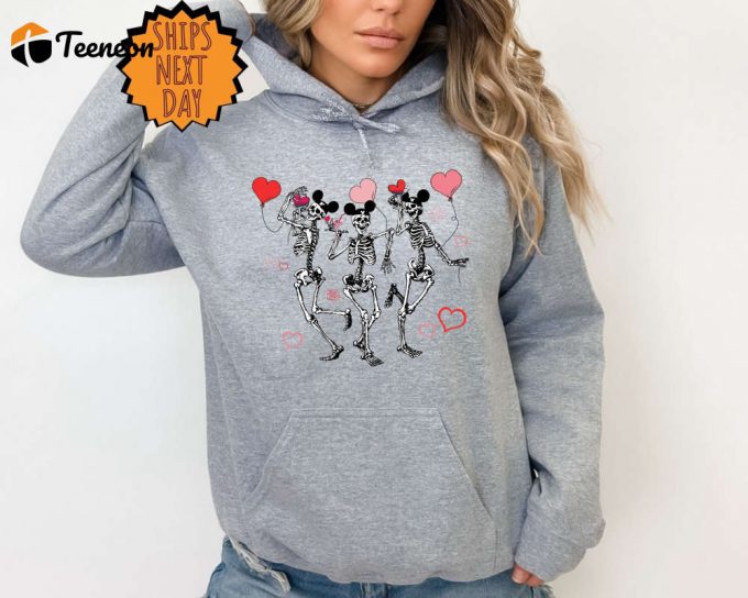 Valentine Heart Skeleton Sweatshirt, Valentines Day Skeleton Hoodie, Retro Valentine'S Day Shirt, Valentine Love Gift, Skeleton Heart Shirt 1