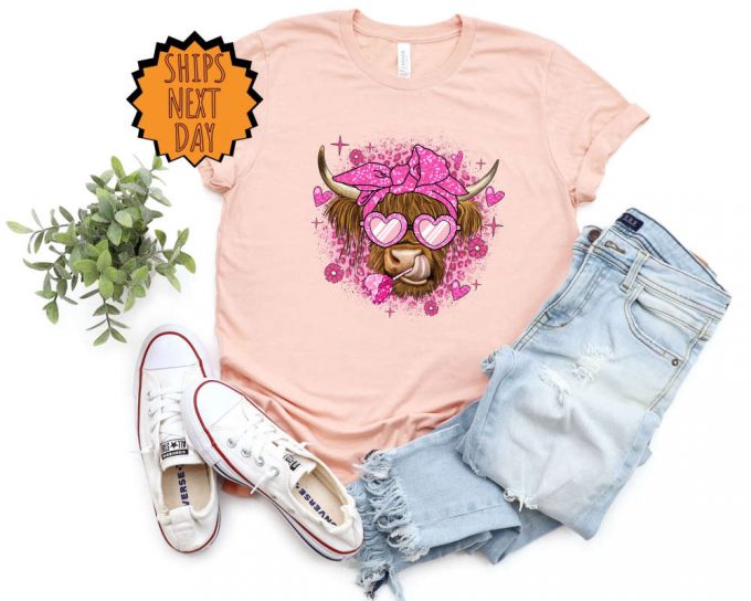 Valentine Highland Cow Shirt, Valentine'S Day Cow Shirt ,Moo Cow Shirt, Valentine Shirt, Cow Mom, Cow Lover Shirt, Cute Valentine Day Shirt 5