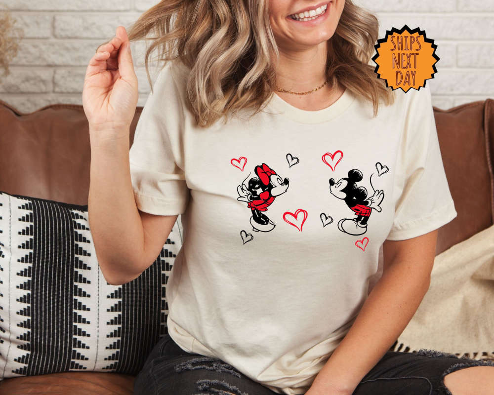 Valentine Mickey and Minnie Kiss Shirt, Disney Heart Valentines Day Shirt, Disneyworld Valentines Love Shirt, Disney Matching Gift Shirt 69