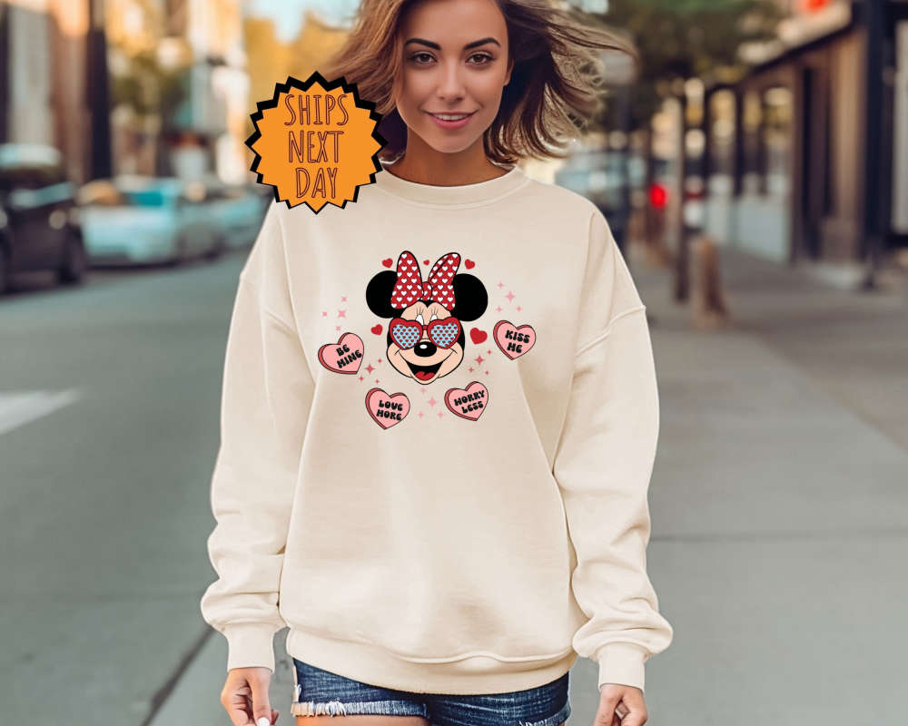 Valentine Mickey Minnie Sweatshirt, Disney Valentine Couple Sweatshirt, Valentine's Day hoodie, Disneyland Valentine Shirt, Disney Trip Tee 359