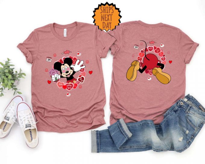 Valentine'S Day Disney Mickey Cute Shirt, Valentine Mickey Heart Two-Sided Gift, Disney Couple Shirts, Disney Valentine Couple Matching Tee 4