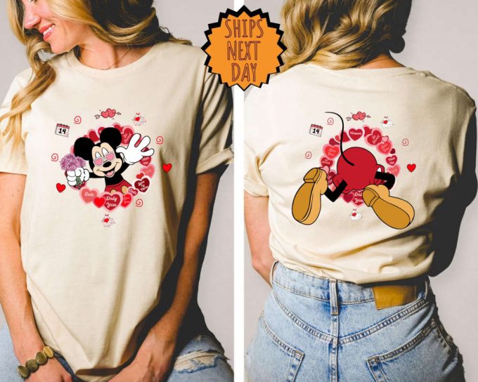 Valentine'S Day Disney Mickey Cute Shirt, Valentine Mickey Heart Two-Sided Gift, Disney Couple Shirts, Disney Valentine Couple Matching Tee 5