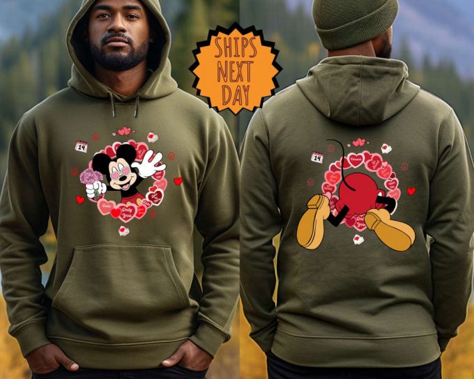 Valentine'S Day Disney Mickey Cute Sweatshirt, Valentine Mickey Heart Two-Sided Gift, Disney Couple Shirts, Disney Valentine Couple Matching 2