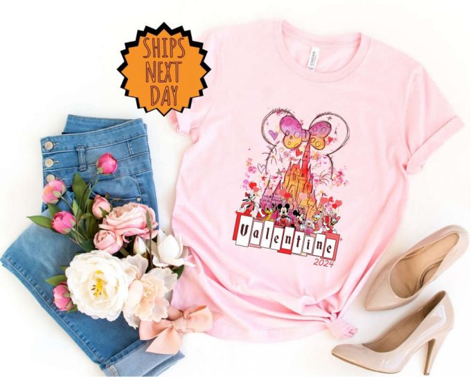 Valentine'S Day Mickey And Friends Shirt, Disneyland Valentines Day Shirt, Valentines Disney Family Tee, Disney Castle, Valentine Gift Shirt 3