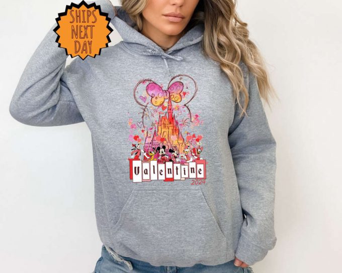 Valentine'S Day Mickey And Friends Sweatshirt, Disneyland Valentines Day Hoodie, Valentines Disney Family Tee, Disney Castle, Valentine Gift 4