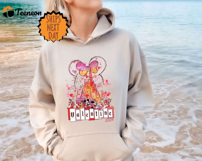 Valentine'S Day Mickey And Friends Sweatshirt, Disneyland Valentines Day Hoodie, Valentines Disney Family Tee, Disney Castle, Valentine Gift 1