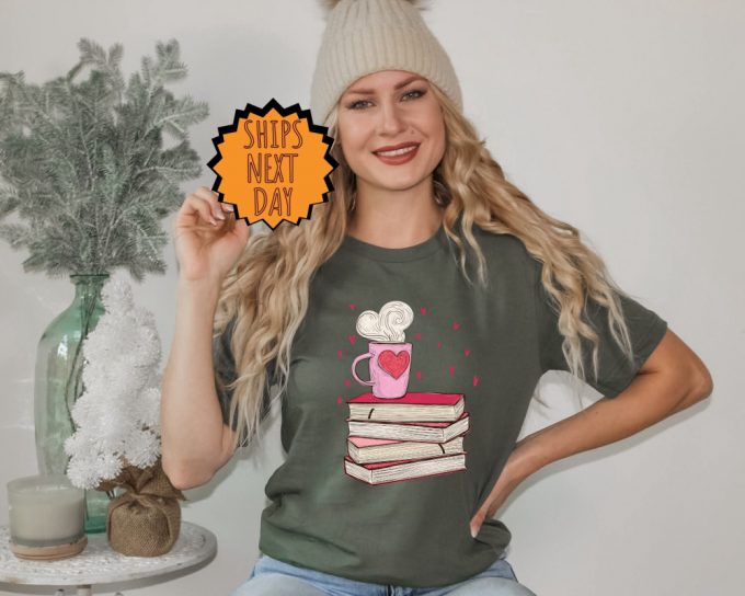 Valentines Day Book And Coffee Shirt ,Valentine Gift For Book Lover Shirt, Gift For Teacher, Bookish Shirt, Valentine Book Lover Gift Shirt 6