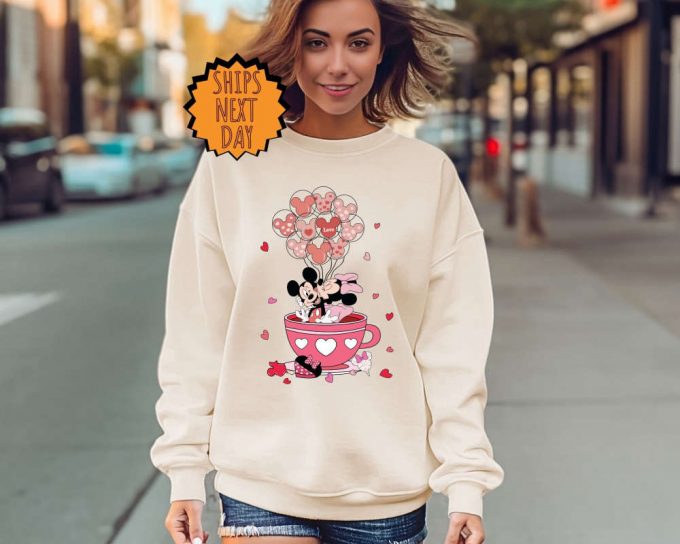 Valentines Day Disney Cup Sweatshirt, Magical Castle Hoodie, Disneyland Balloons Shirt ,Valentines Day Disney Sweatshirt ,Disney Family Trip 3