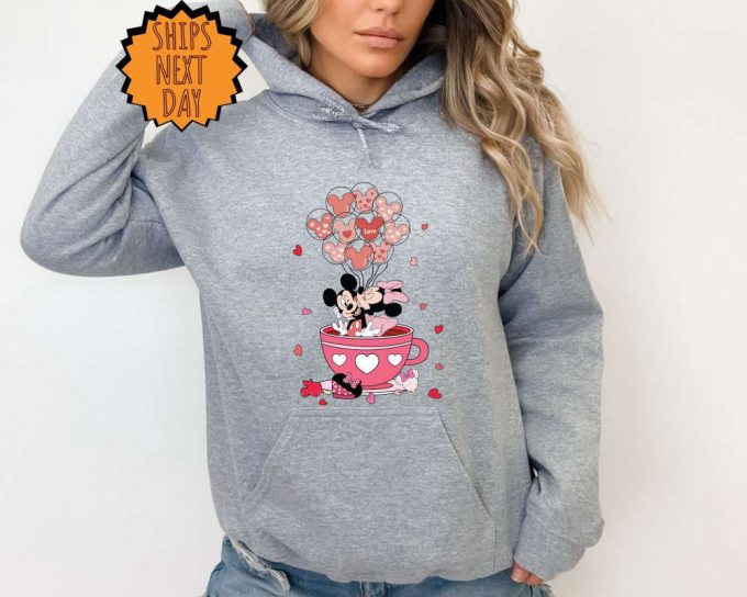 Valentines Day Disney Cup Sweatshirt, Magical Castle Hoodie, Disneyland Balloons Shirt ,Valentines Day Disney Sweatshirt ,Disney Family Trip 5