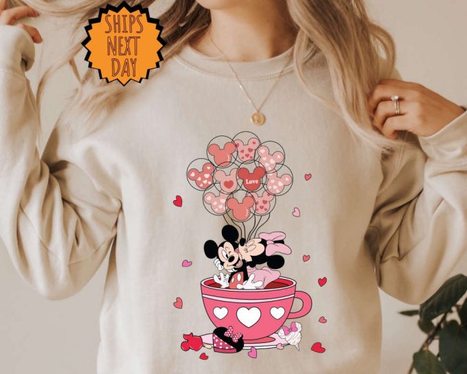 Valentines Day Disney Cup Sweatshirt, Magical Castle Hoodie, Disneyland Balloons Shirt ,Valentines Day Disney Sweatshirt ,Disney Family Trip 6