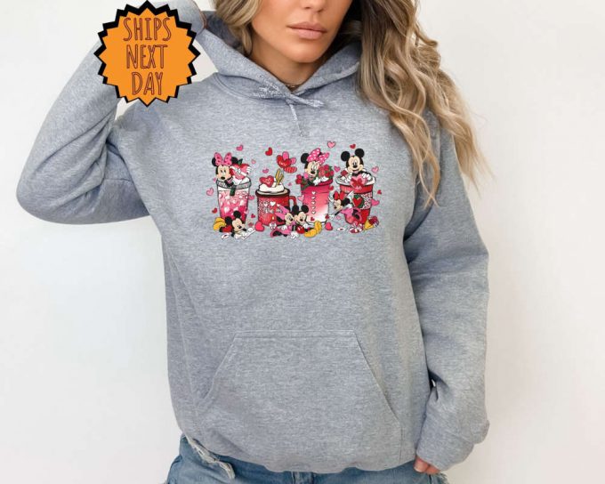 Valentines Day Mickey Minnie Coffee Sweatshirt, Coffee Lover Hoodie, Valentine Coffee Shirt, Valentines Day Sweater, Valentines Day Love Tee 3